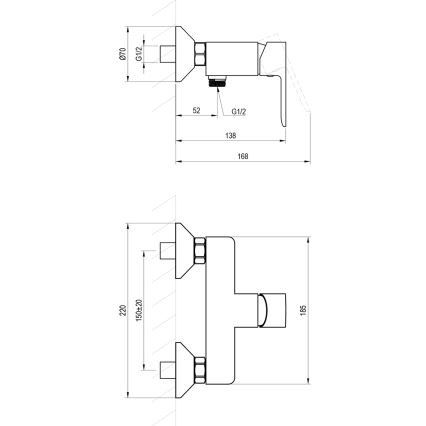 Ravak X070486 - Душ смесител SOLAR с лъскав хром