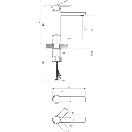 Ravak X070489 - Смесител за умивалник SOLAR 23 см, черен