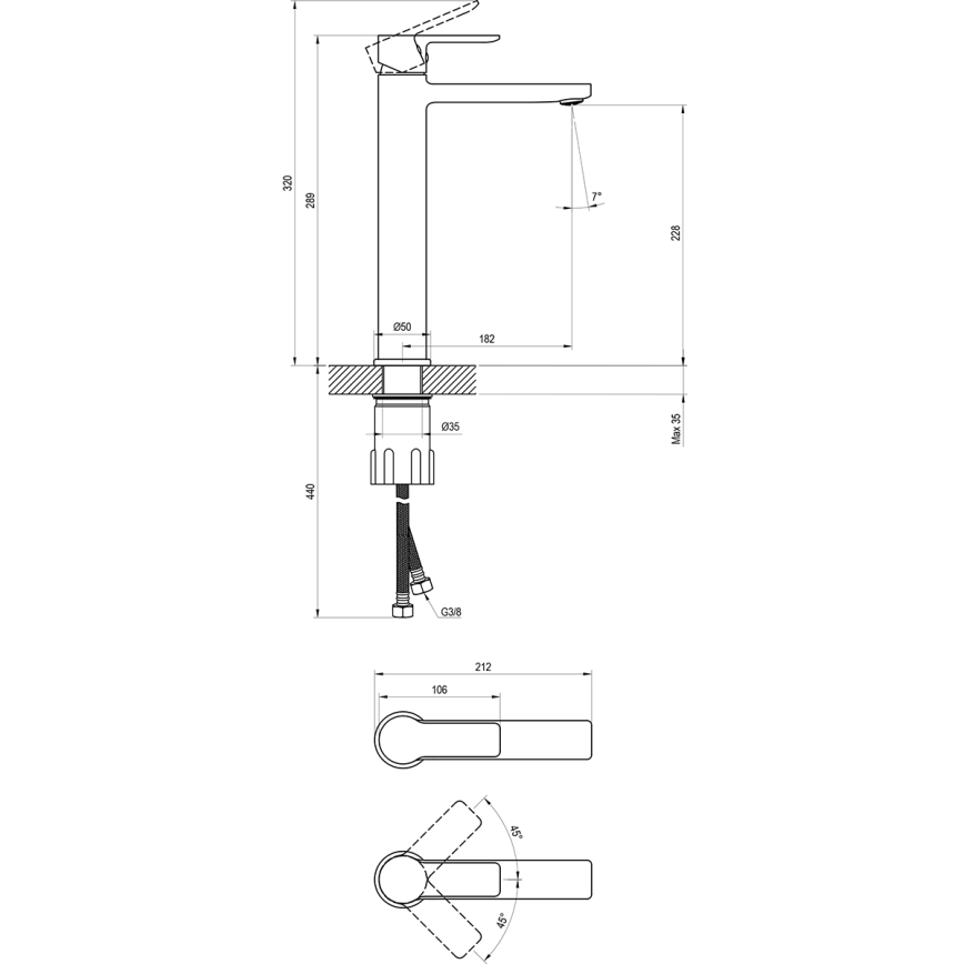 Ravak X070490 - смесител за умивалник SOLAR 29 см черен