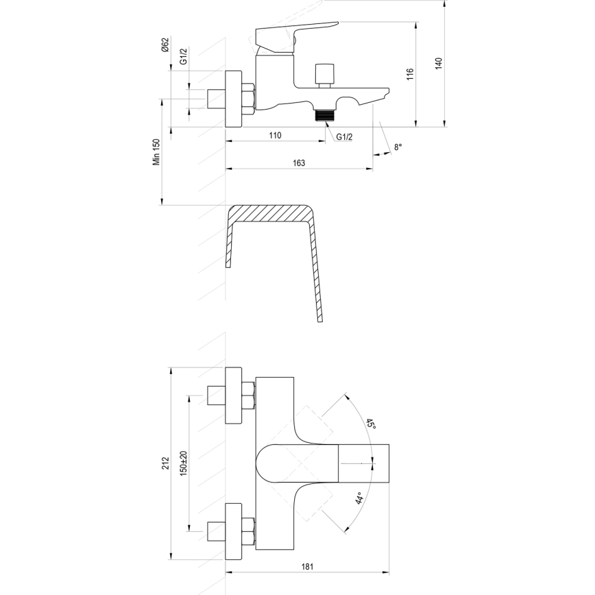 Ravak X070654 - Смесител за вана PLAN, четкан графит