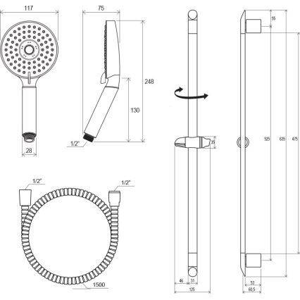 Ravak X07P177 - Душ комплект с лъскав хром