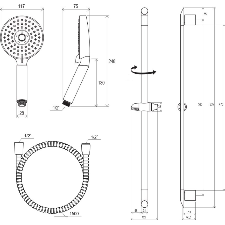 Ravak X07P177 - Душ комплект с лъскав хром