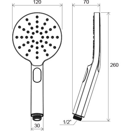 Ravak X07P233 - ръчен душ FLAT с бутон, лъскав хром