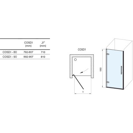 Ravak X0VV40300Z1 - Душ врати COOL 80x195 см черни