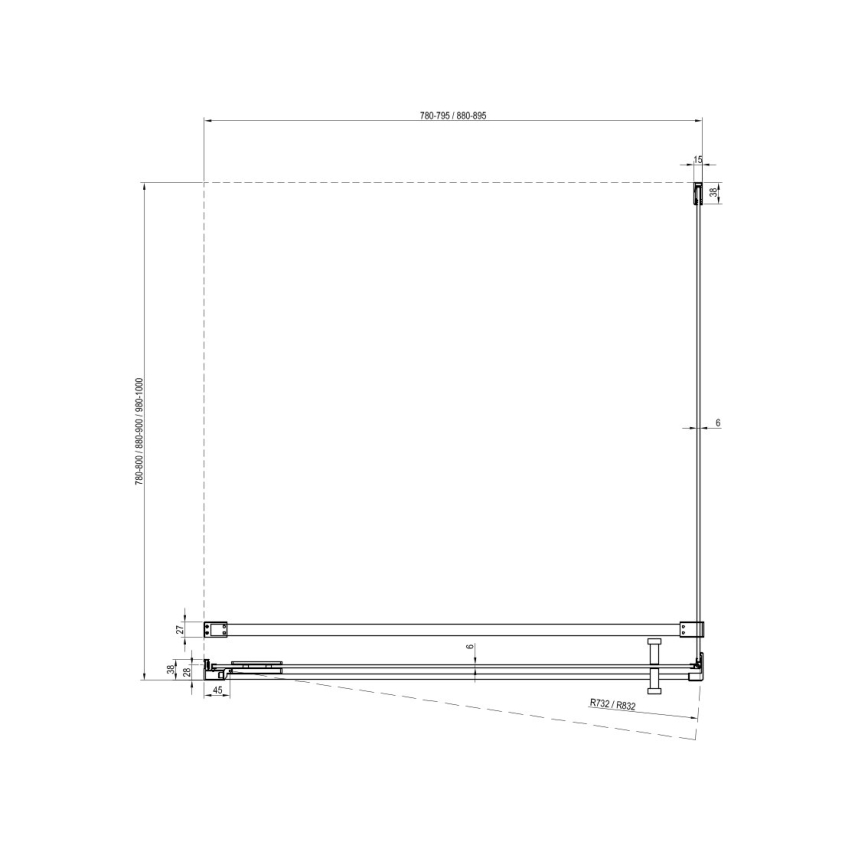 Ravak X9VV40300Z1 - Фиксирана душ-параван COOL 80x195 см, черен