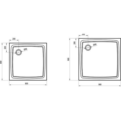 Ravak XA034411010 - Квадратно душ корито PERSEUS 80x80 см бяло