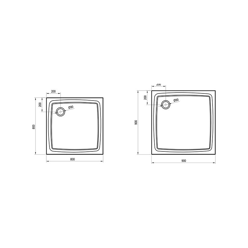 Ravak XA034411010 - Квадратно душ корито PERSEUS 80x80 см бяло