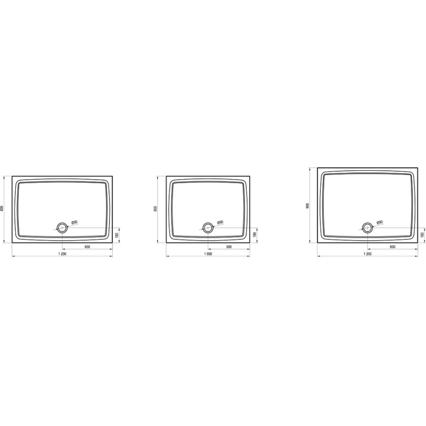 Ravak XA03G711010 - Правоъгълно поддушово корито GIGANT 90x120 см бяло