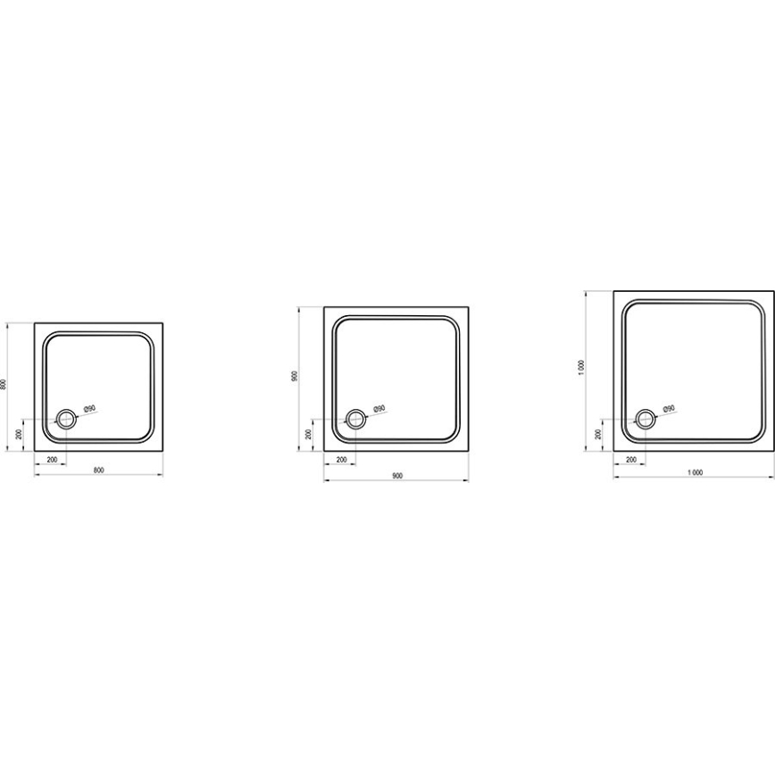 Ravak XA047701010 - Квадратно душ корито PERSEUS 90x90 cm бяло
