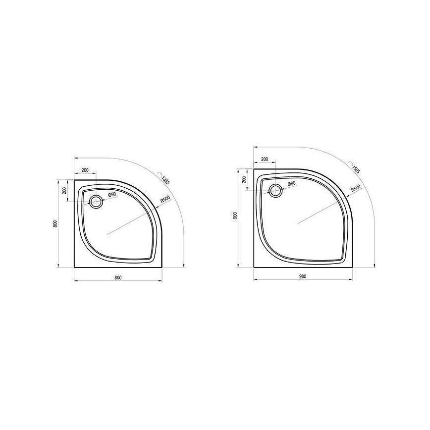 Ravak XA237711010 - Четвъртокръгло душ корито ELIPSO 90x90 см бяло