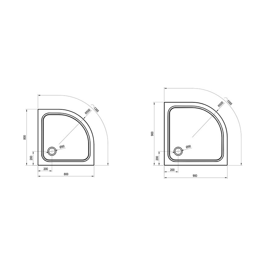 Ravak XA244401010 - Четвърткръгло душ корито ELIPSO 80x80 см бяло