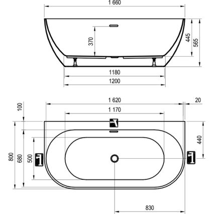 Ravak XC00100024 - Вана FREEDOM 166x80 cm акрил/бял гланц