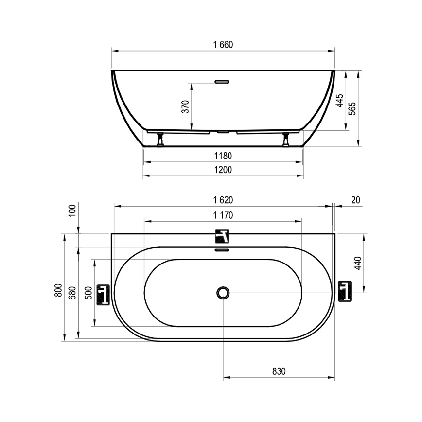 Ravak XC00100024 - Вана FREEDOM 166x80 cm акрил/бял гланц