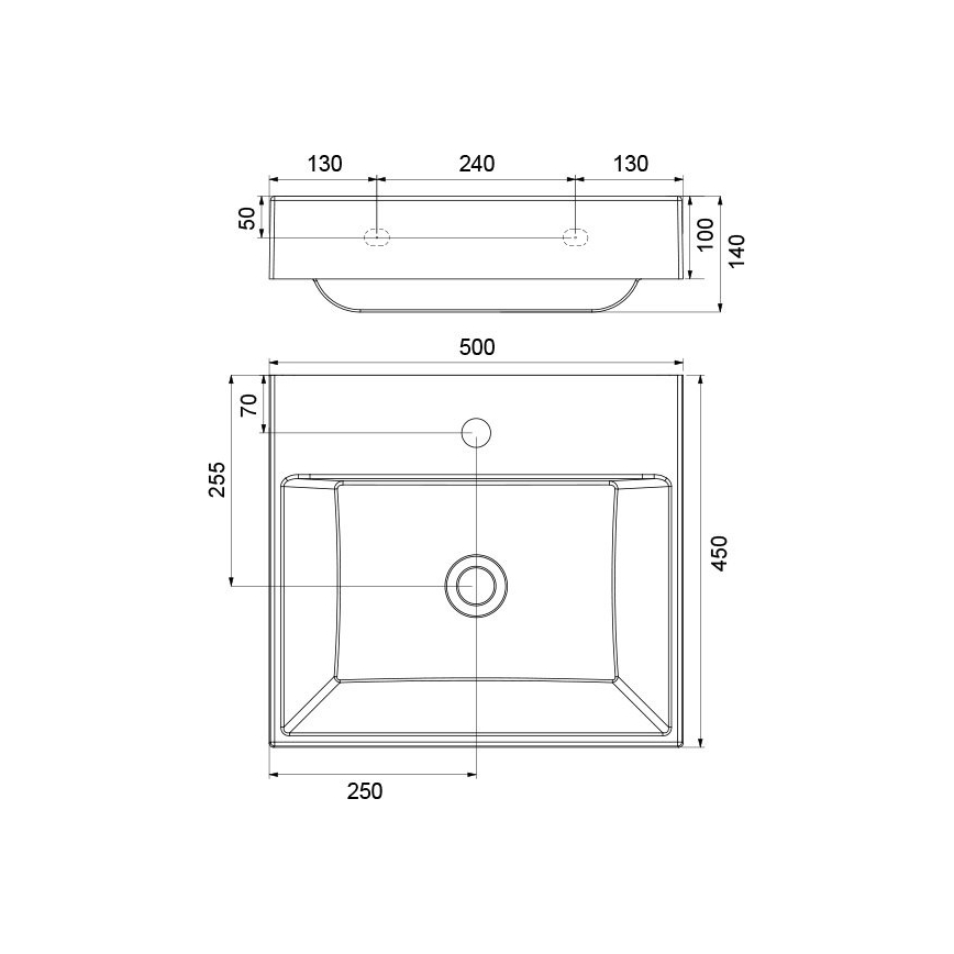 Ravak XJO01250000 - Стенна мивка NATURAL 50x45 cm лят мрамор/бяла