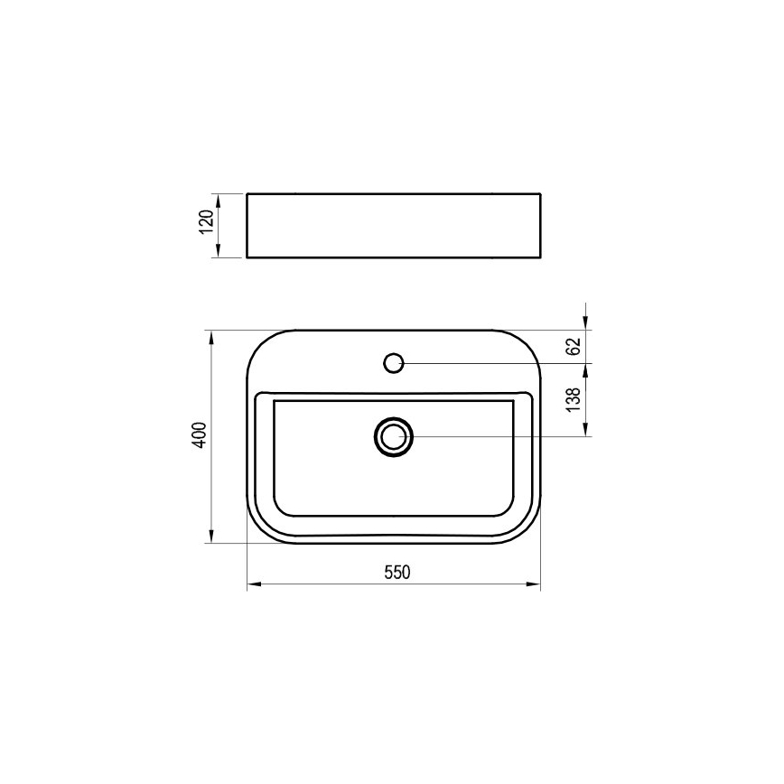 Ravak XJX01155005 - Мивка за плот CERAMIC SLIM 55 x 40 см, керамична, бяла