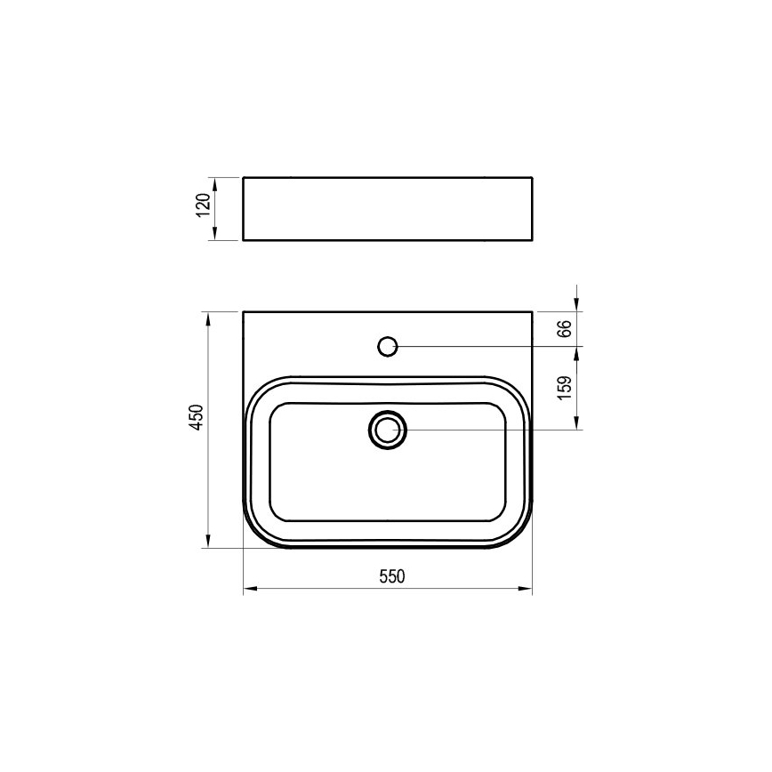 Ravak XJX01155006 - Умивалник за плот CERAMIC SLIM 55x45 см керамика/бял
