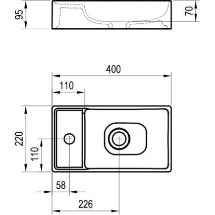 Ravak XJX01240000 - Умивалник за плот VEDA SLIM 40x22 см керамика/бяла