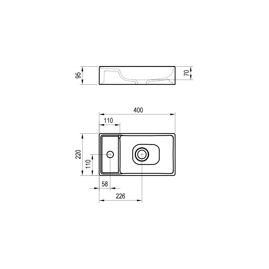 Ravak XJX01240000 - Умивалник за плот VEDA SLIM 40x22 см керамика/бяла