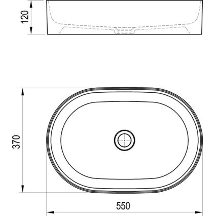 Ravak XJX0D155000 - Мивка за плот CERAMIC SLIM 55x37 см керамика/черно