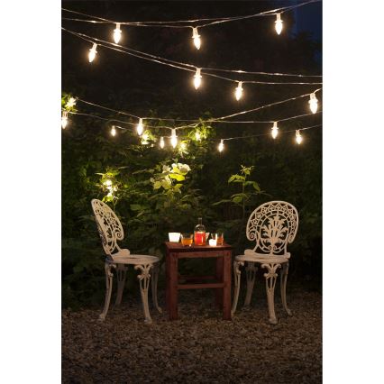 Разширяем LED външен коледен гирлянд CONE FILAMENT 20xE10 14m прозрачни крушки / топла бяла светлина IP44, Произведено в Чехия