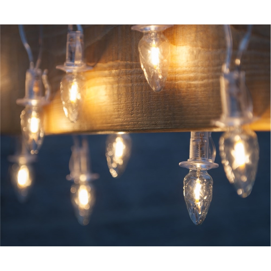 Разширяем LED външен коледен гирлянд CONE FILAMENT 20xE10 14m прозрачни крушки / топла бяла светлина IP44, Произведено в Чехия