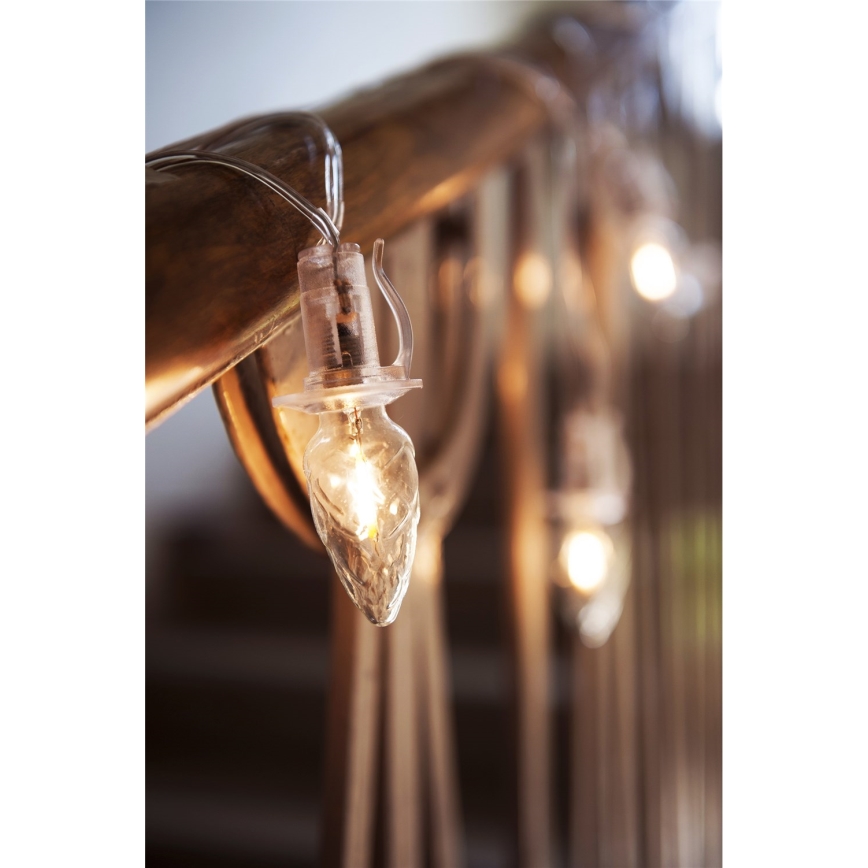 Разширителен LED външен гирлянд CONE FILAMENT 20xE10, 14m, прозрачни лампи / топла бяла светлина, IP44, Произведено в Чехия