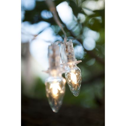 Разширителен LED външен гирлянд CONE FILAMENT 20xE10, 14m, прозрачни лампи / топла бяла светлина, IP44, Произведено в Чехия