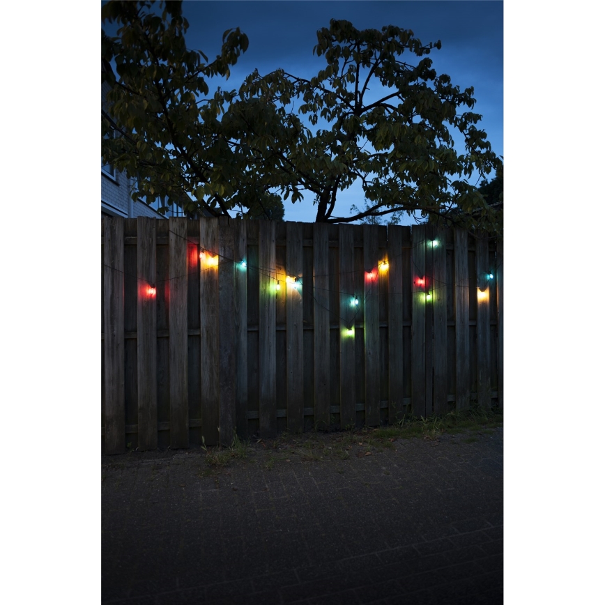 Разширителна LED външна гирлянда CONE FILAMENT 20xE10 14m цветна/топло бяла IP44, Произведено в ЕС