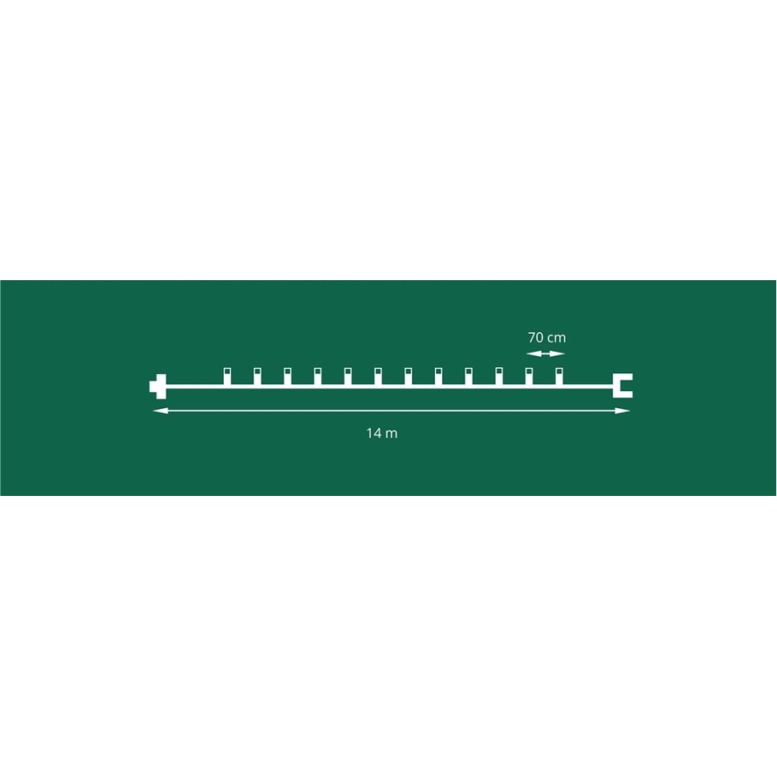 Разширителна LED външна гирлянда CONE FILAMENT 20xE10 14m цветна/топло бяла IP44, Произведено в ЕС