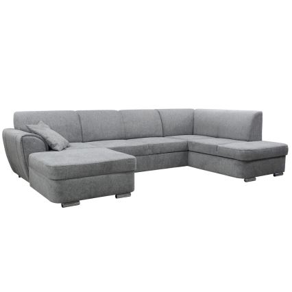 Разтегаем десен ъглов диван в U-образна форма SERPA с място за съхранение, сив