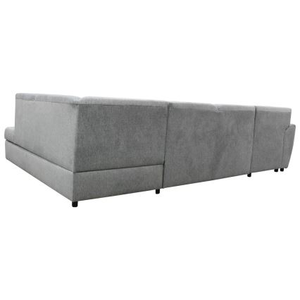Разтегаем десен ъглов диван в U-образна форма SERPA с място за съхранение, сив
