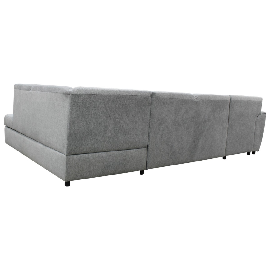Разтегаем десен ъглов диван в U-образна форма SERPA с място за съхранение, сив
