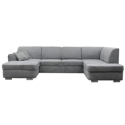 Разтегаем десен ъглов диван в U-образна форма SERPA с място за съхранение, сив