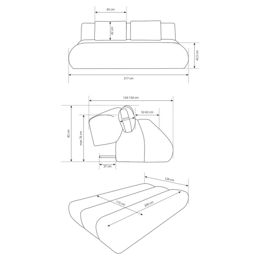 Разтегаем триместен диван FANO в кремав цвят