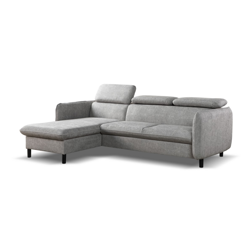 Разтегаем ъглов диван тип L с ракла NISA, ляв, сив