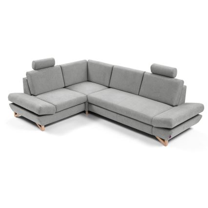 Разтегателен тапициран ъглов диван AVESTA с ракла, L-образен (ляв), сив