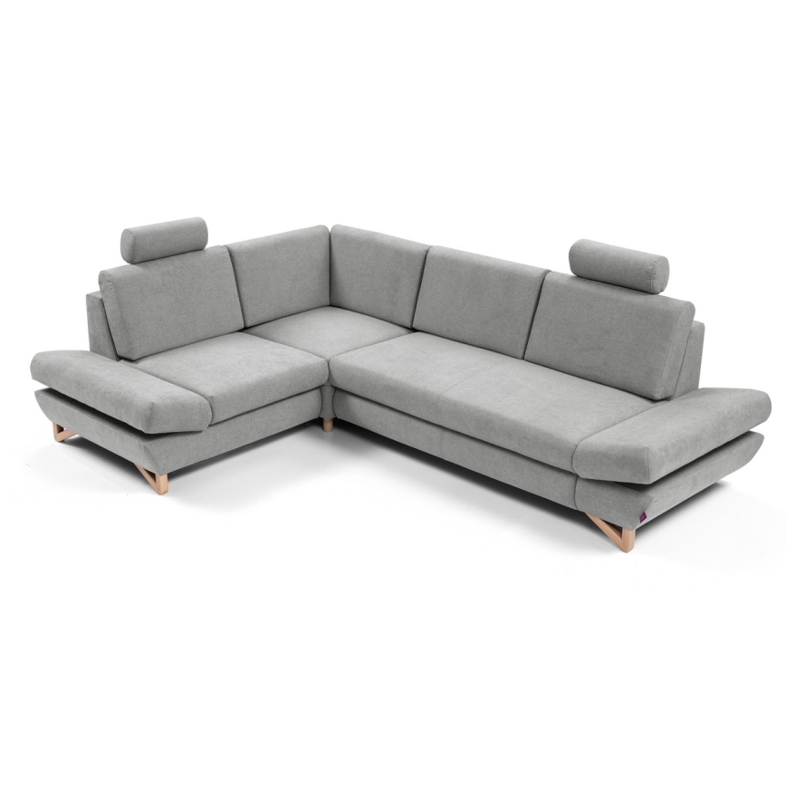 Разтегателен тапициран ъглов диван AVESTA с ракла, L-образен (ляв), сив