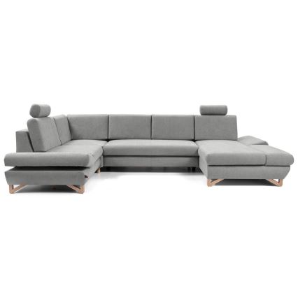 Разтегаема U-образна тапицирана холова гарнитура AVESTA с място за съхранение, сива