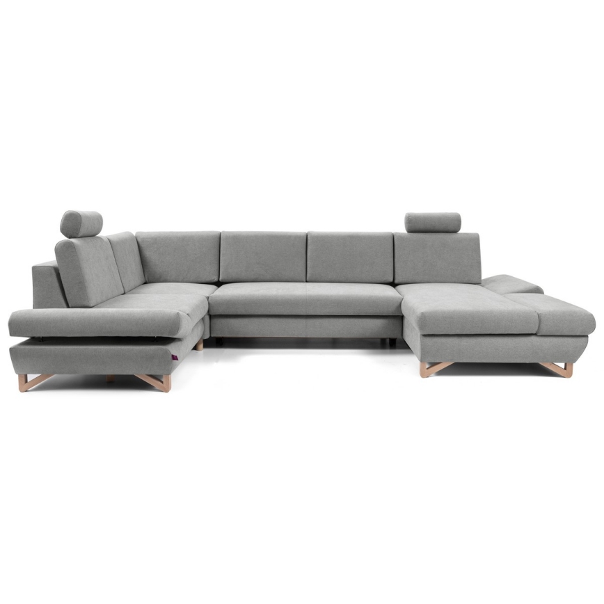 Разтегаема U-образна тапицирана холова гарнитура AVESTA с място за съхранение, сива