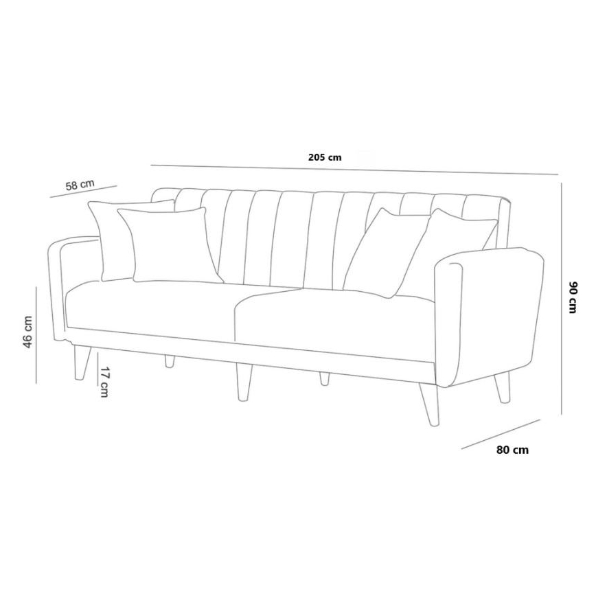 Разтегателен двуместен диван KITO, сив