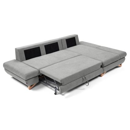 Разтегателен ъглов тапициран диван с ракла в L форма AVESTA, десен, сив