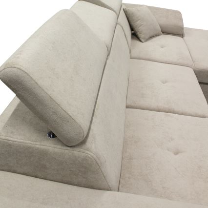 Разтегателен L-образен ъглов диван CASTELO с ракла, десен, сив