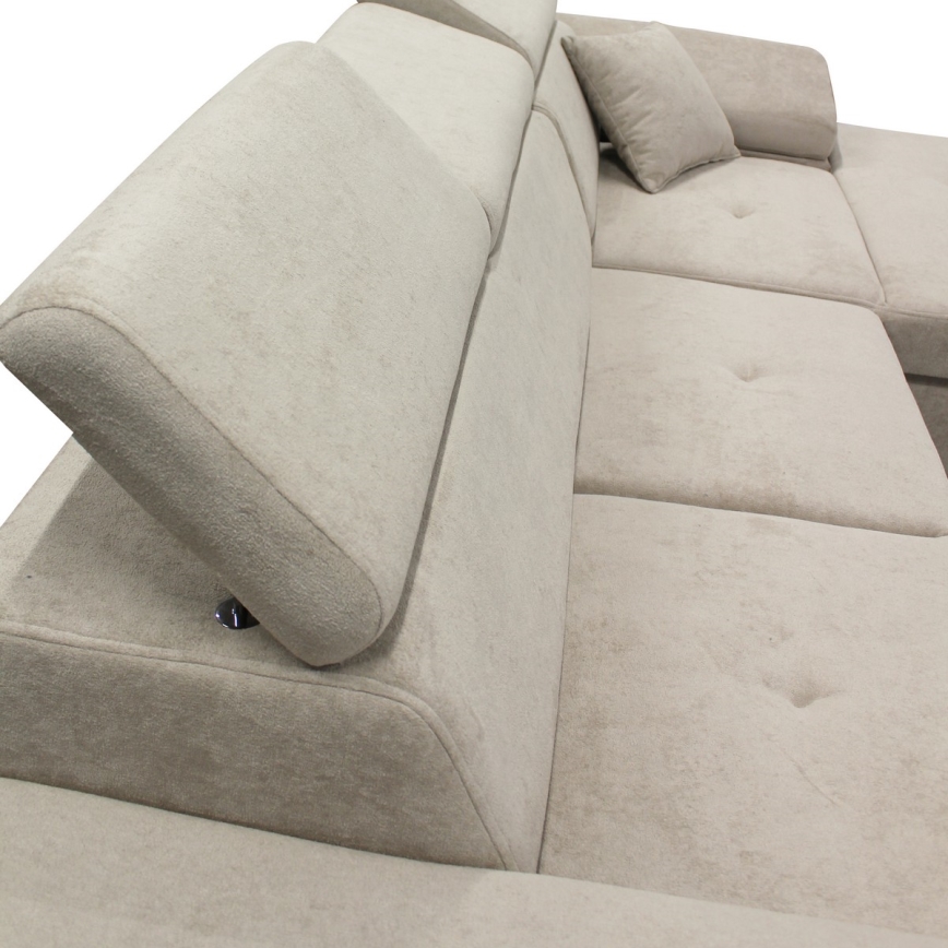 Разтегателен L-образен ъглов диван CASTELO с ракла, десен, сив