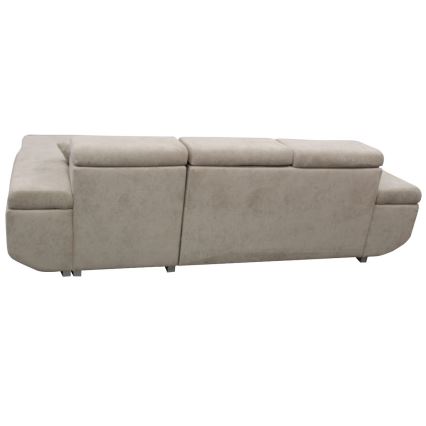 Разтегателен L-образен ъглов диван CASTELO с ракла, десен, сив