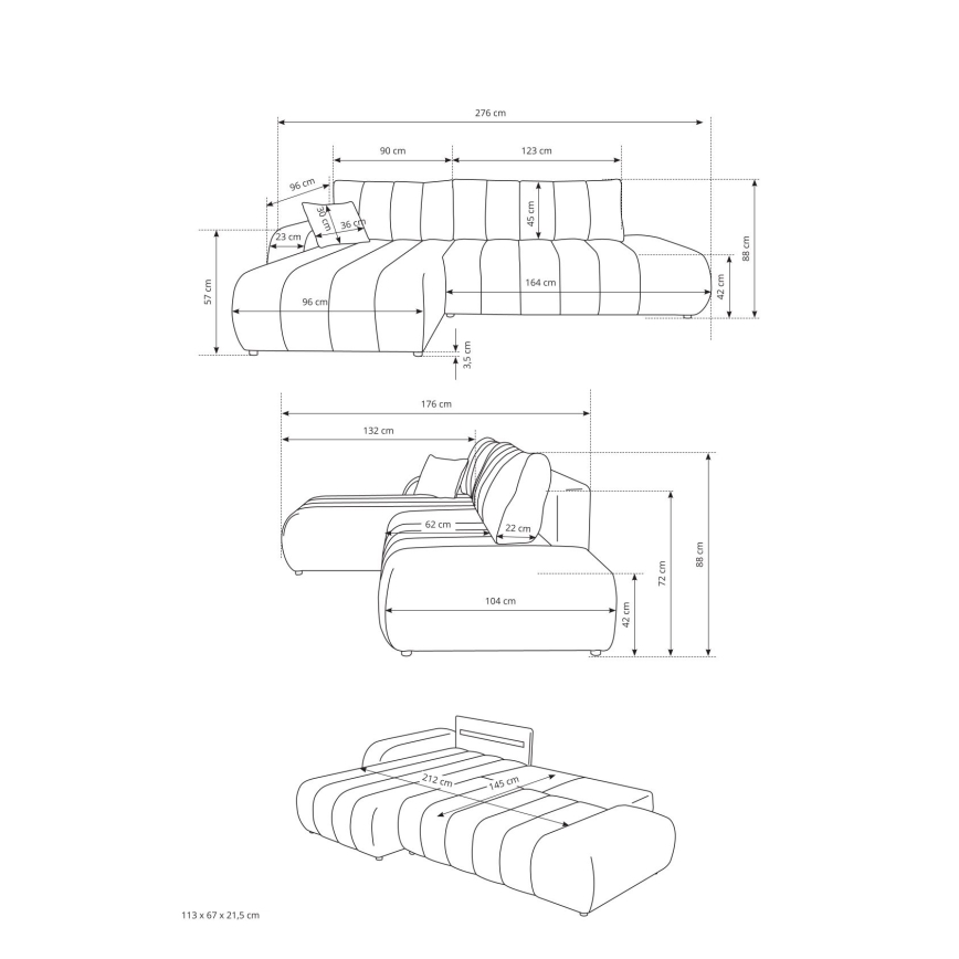 Разтегателен L-образен ъглов диван DESIO, ляв, бежов, с място за съхранение