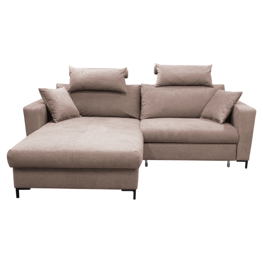 Разтегателен L-образен ъглов диван HORTA с място за съхранение, ляв, розов