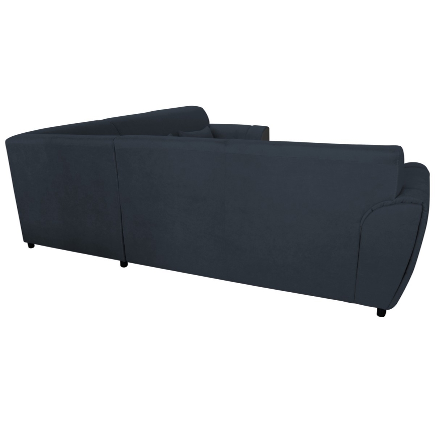 Разтегателен L-образен ъглов диван VISEU с вместителна ракла, лява конфигурация, антрацит/черно