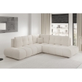 Разтегателен тапициран L-образен ъглов диван ALMADA с ракла, ляв, бежов