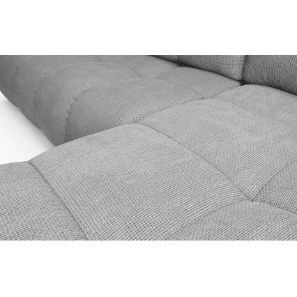 Разтегателен ъглов тапициран диван ALMADA в L с ракла, дясна конфигурация, сив