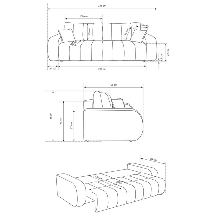 Разтегателен триместен диван DESIO бежов